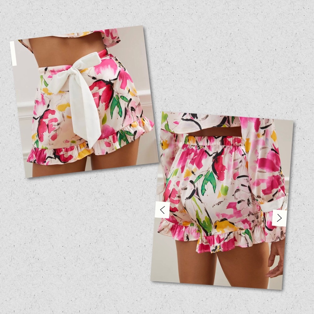BEACH RIOT Anthropologie NWT Pink Rose Floral Painterly Pajamas Shorts Size XS